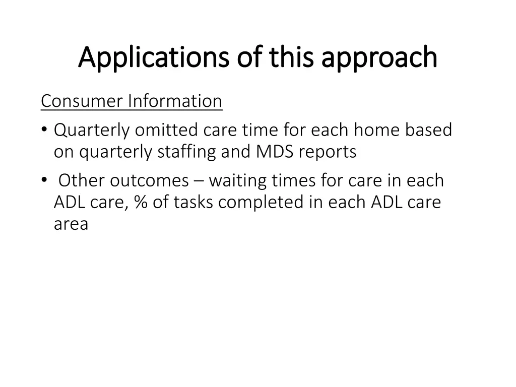 applications of this approach applications