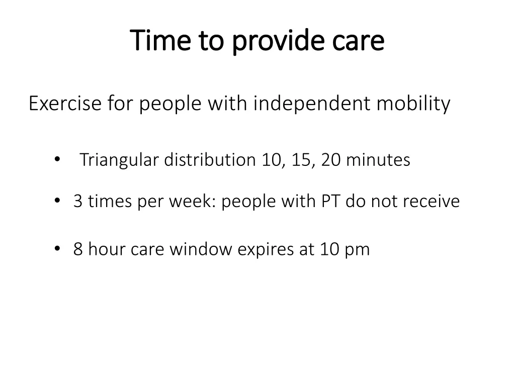 time to provide care time to provide care