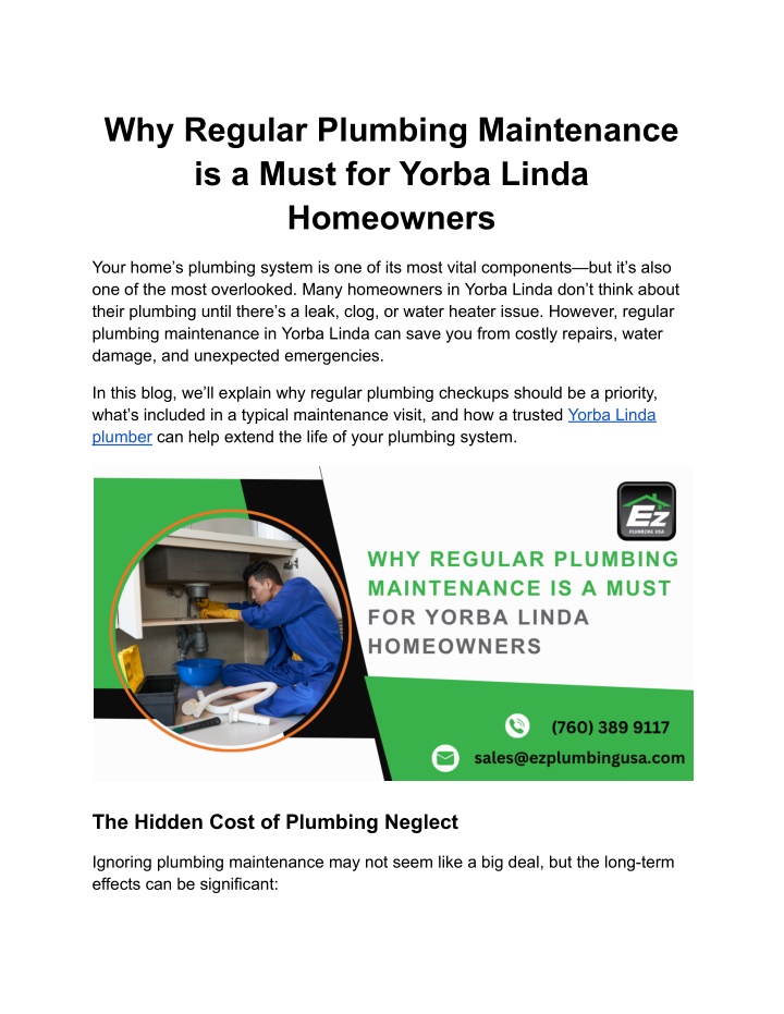 why regular plumbing maintenance is a must