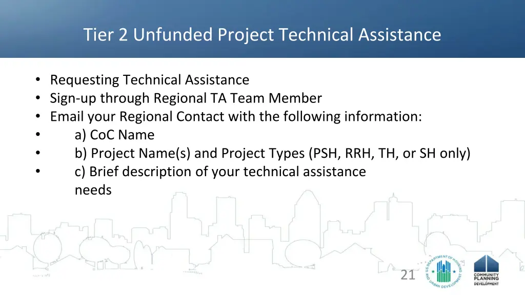 tier 2 unfunded project technical assistance 2