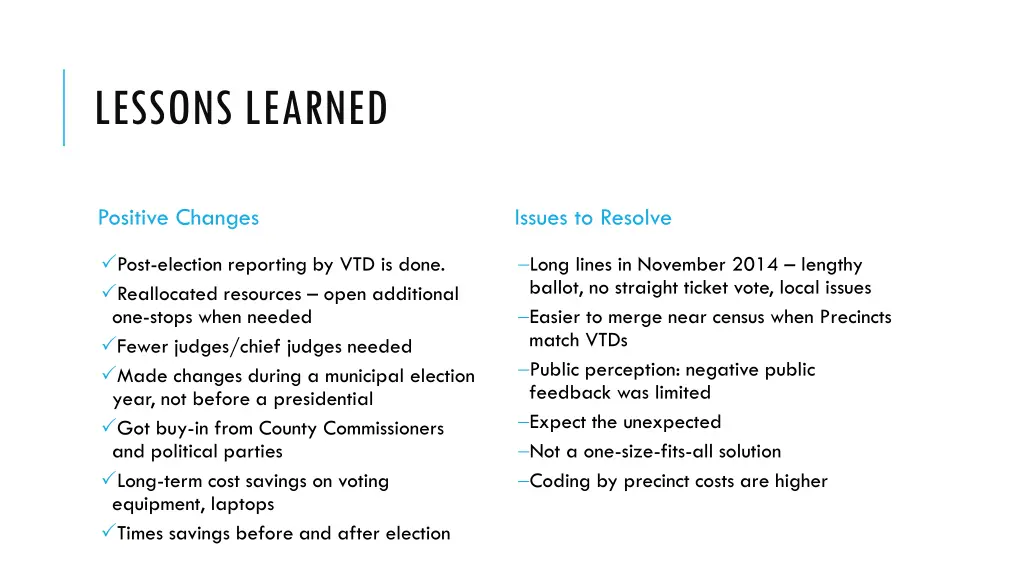 lessons learned