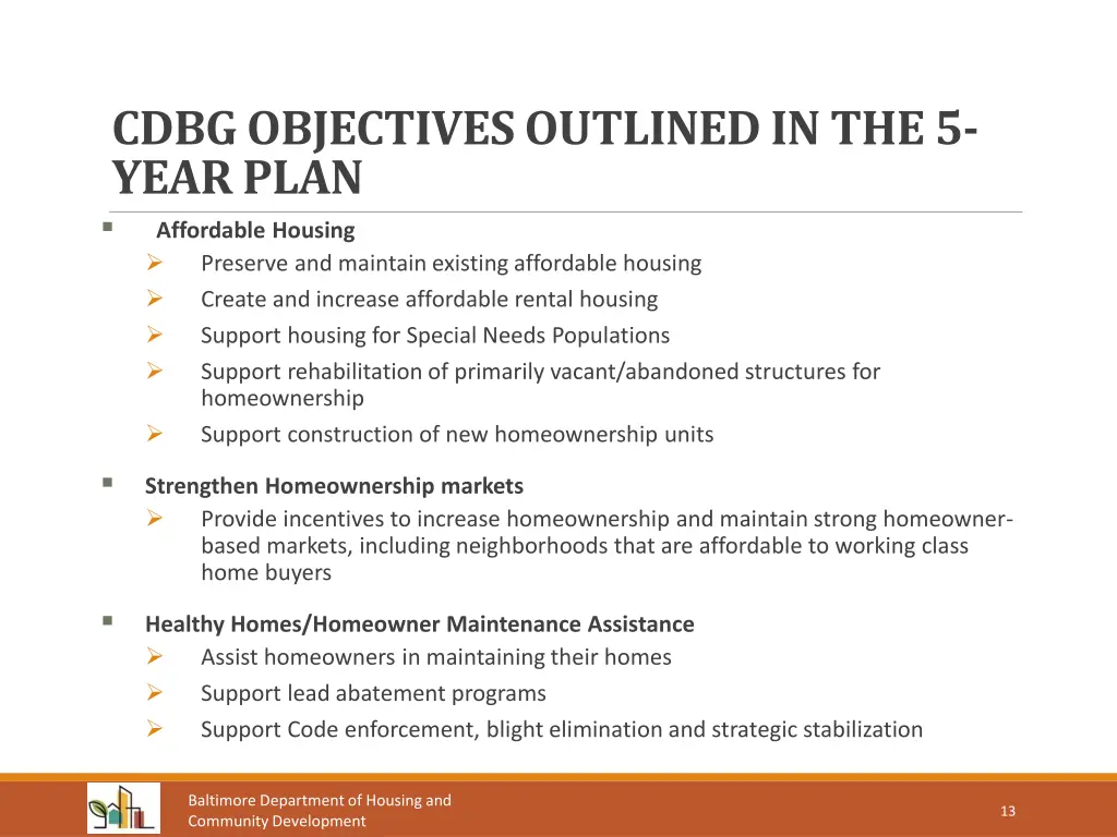 cdbg objectives outlined in the 5 year plan 1