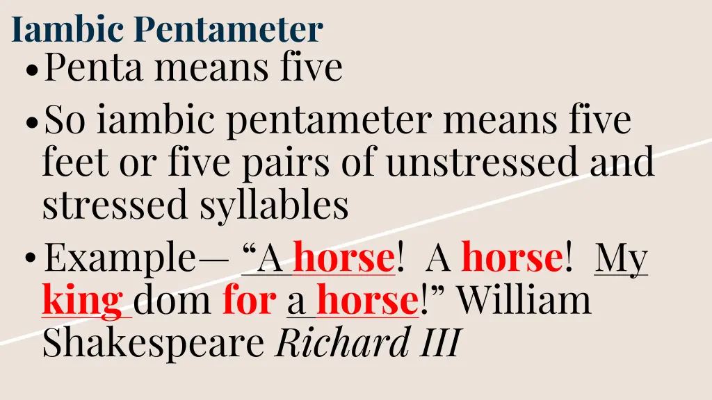 iambic pentameter penta means five so iambic