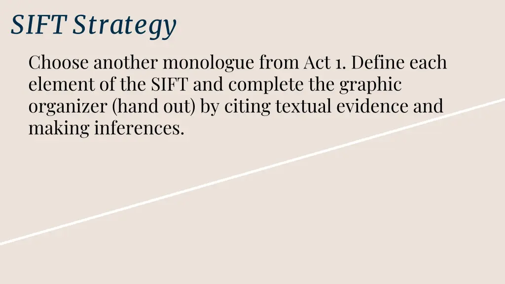 sift strategy choose another monologue from