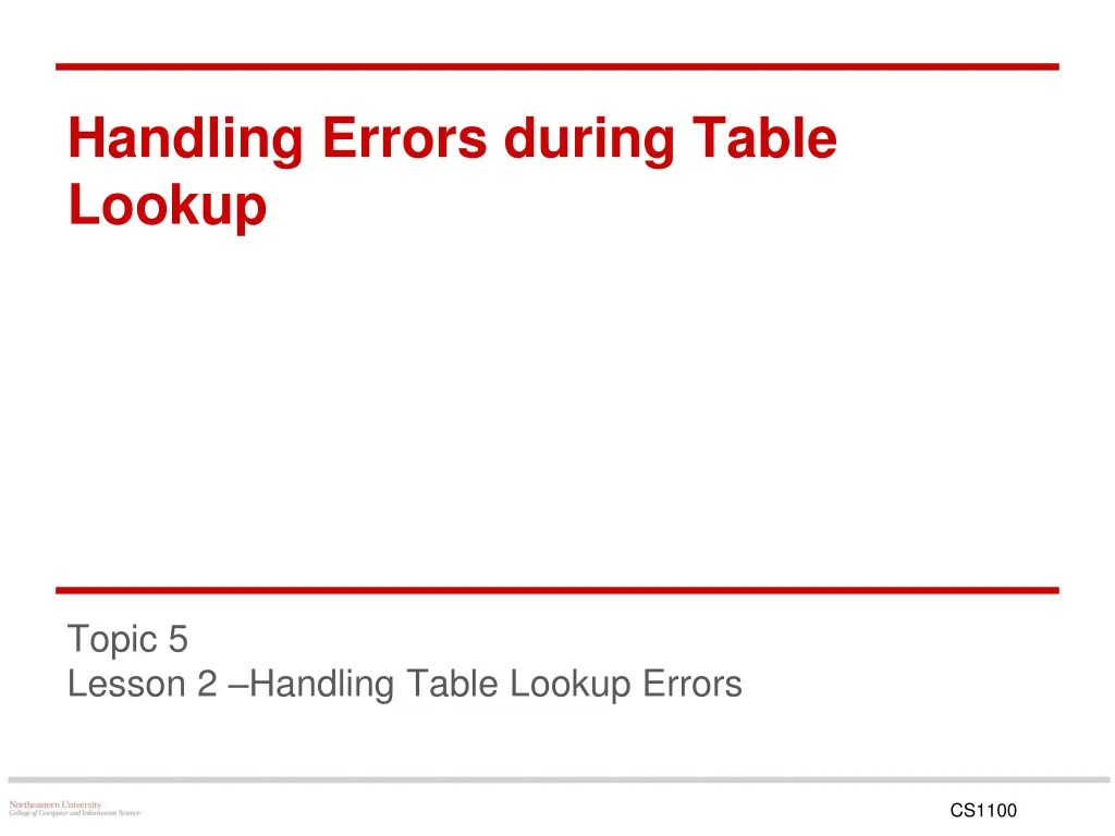 handling errors during table lookup