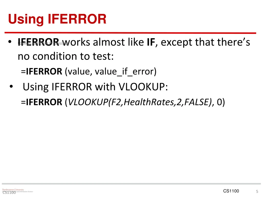 using iferror
