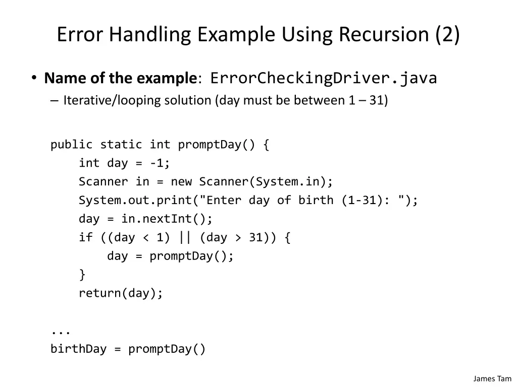error handling example using recursion 2