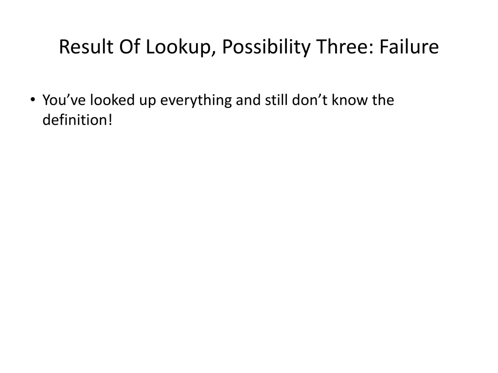 result of lookup possibility three failure