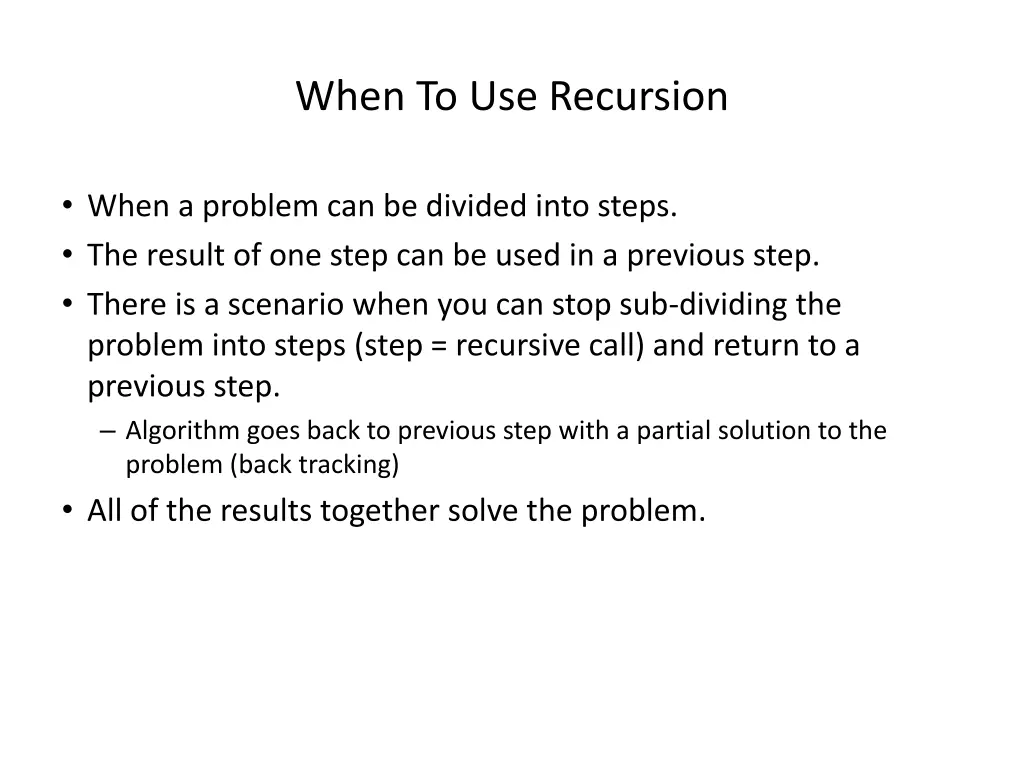 when to use recursion