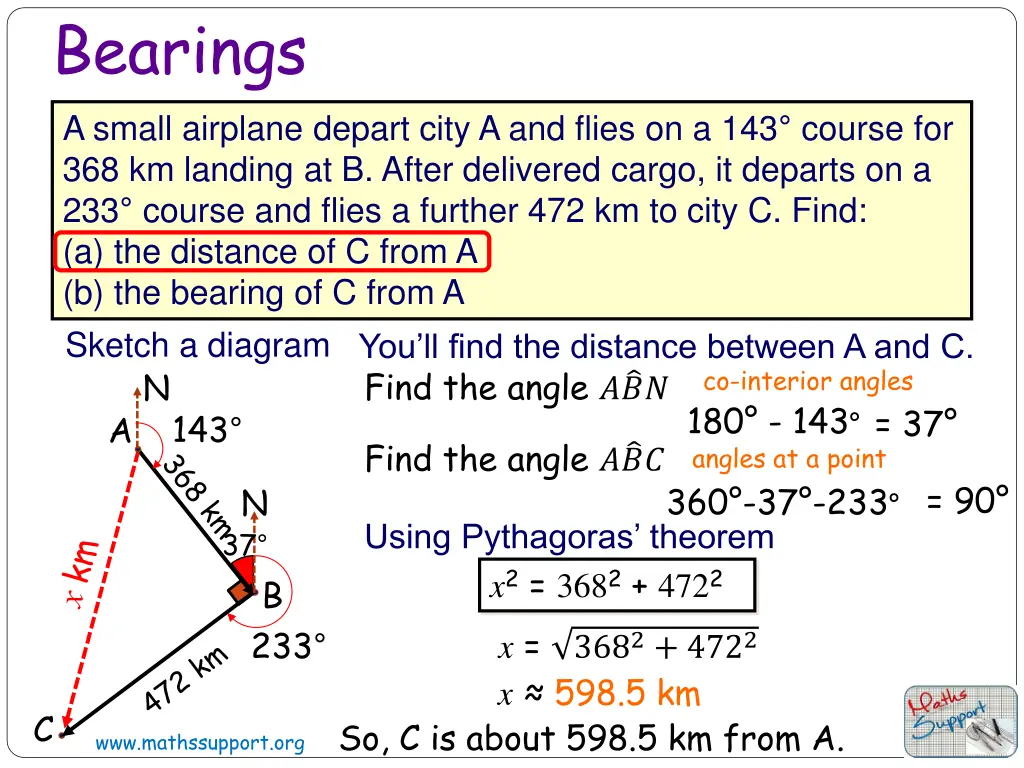 bearings a small airplane depart city a and flies