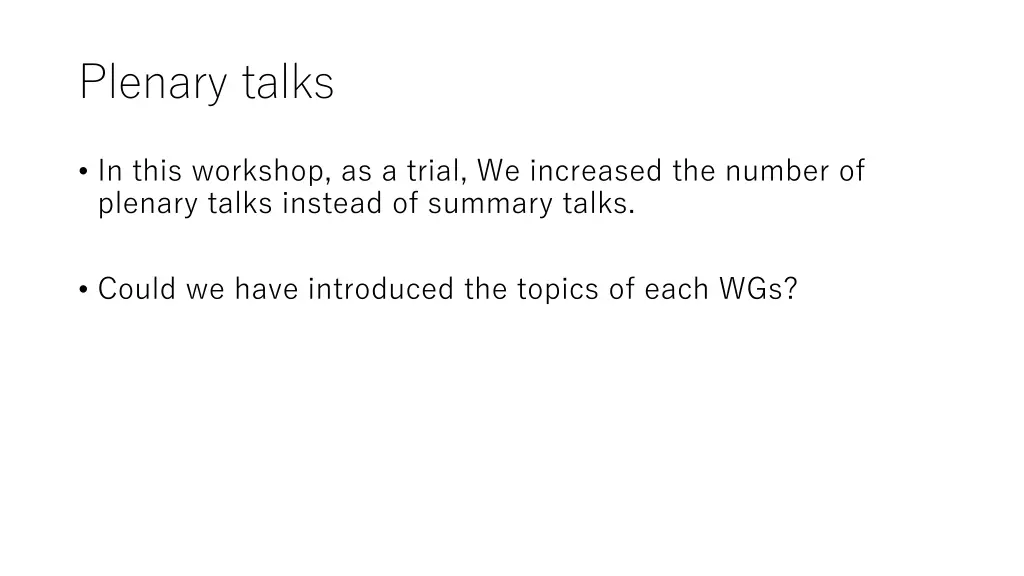 plenary talks