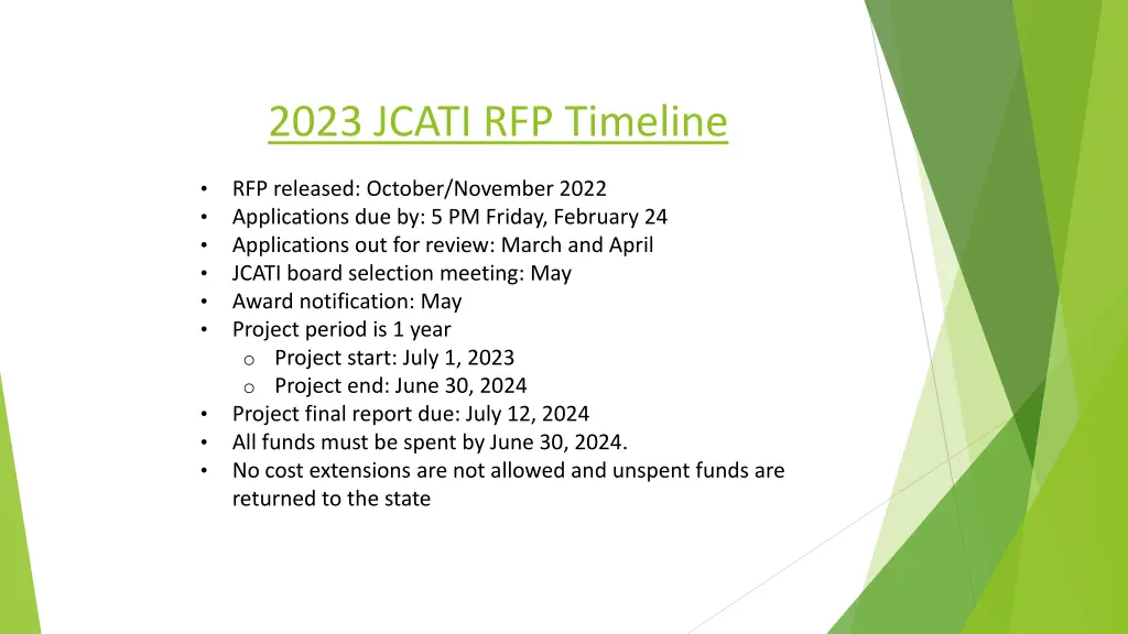 2023 jcati rfp timeline
