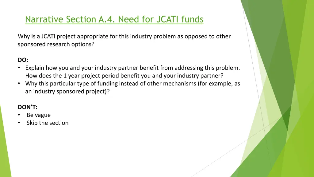 narrative section a 4 need for jcati funds