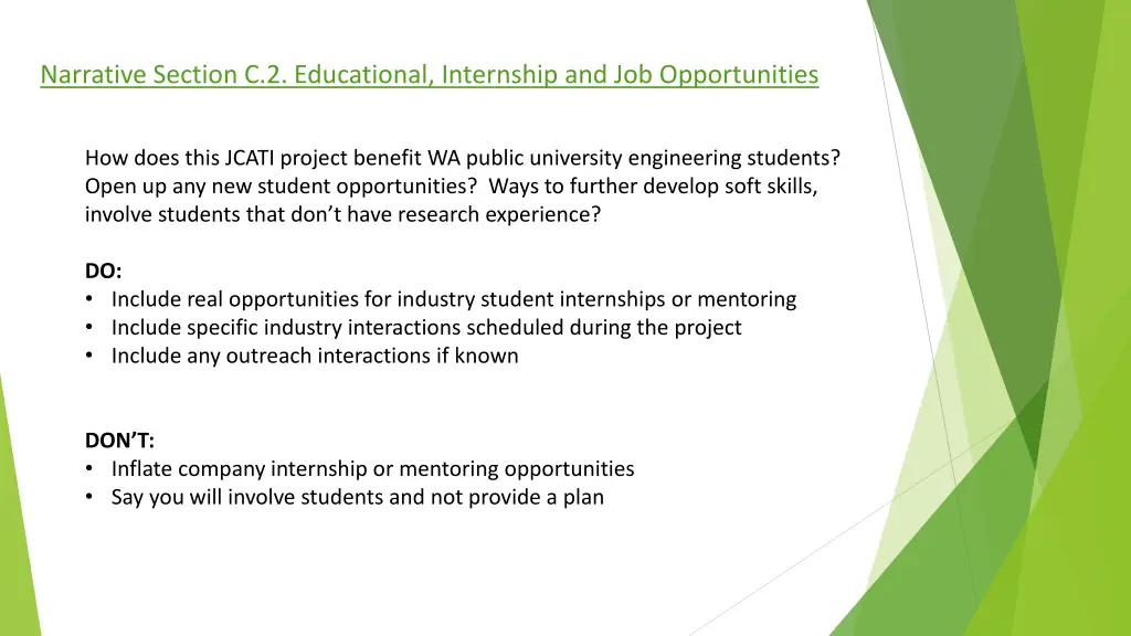 narrative section c 2 educational internship