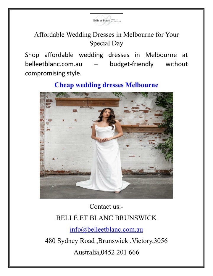 affordable wedding dresses in melbourne for your