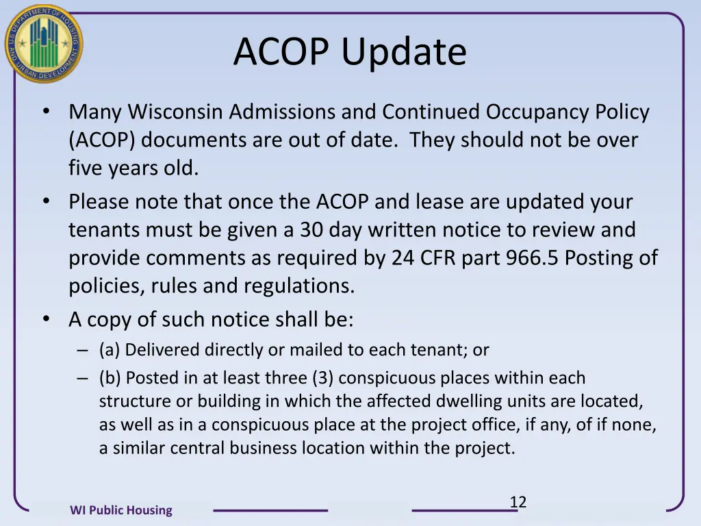 acop update
