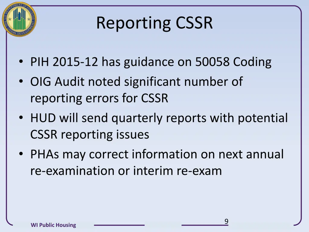 reporting cssr