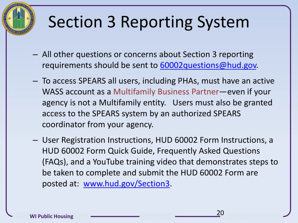 section 3 reporting system 1