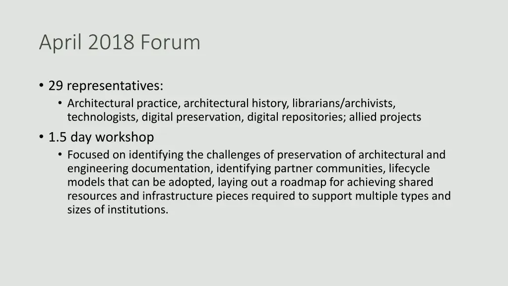 april 2018 forum