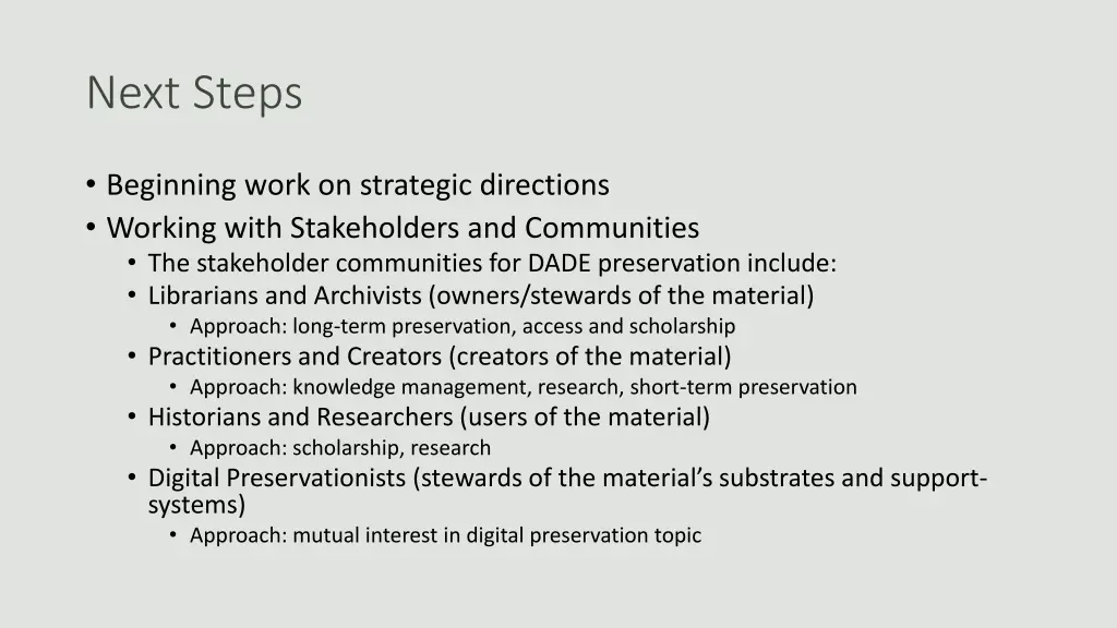 next steps