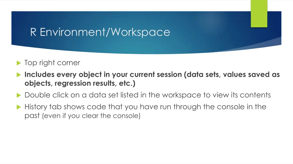 r environment workspace