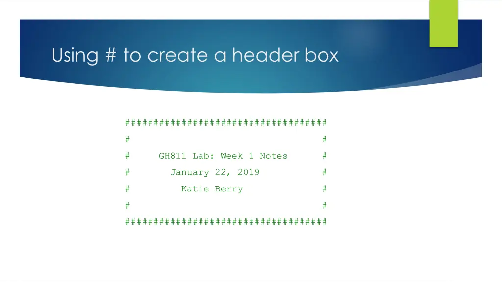using to create a header box