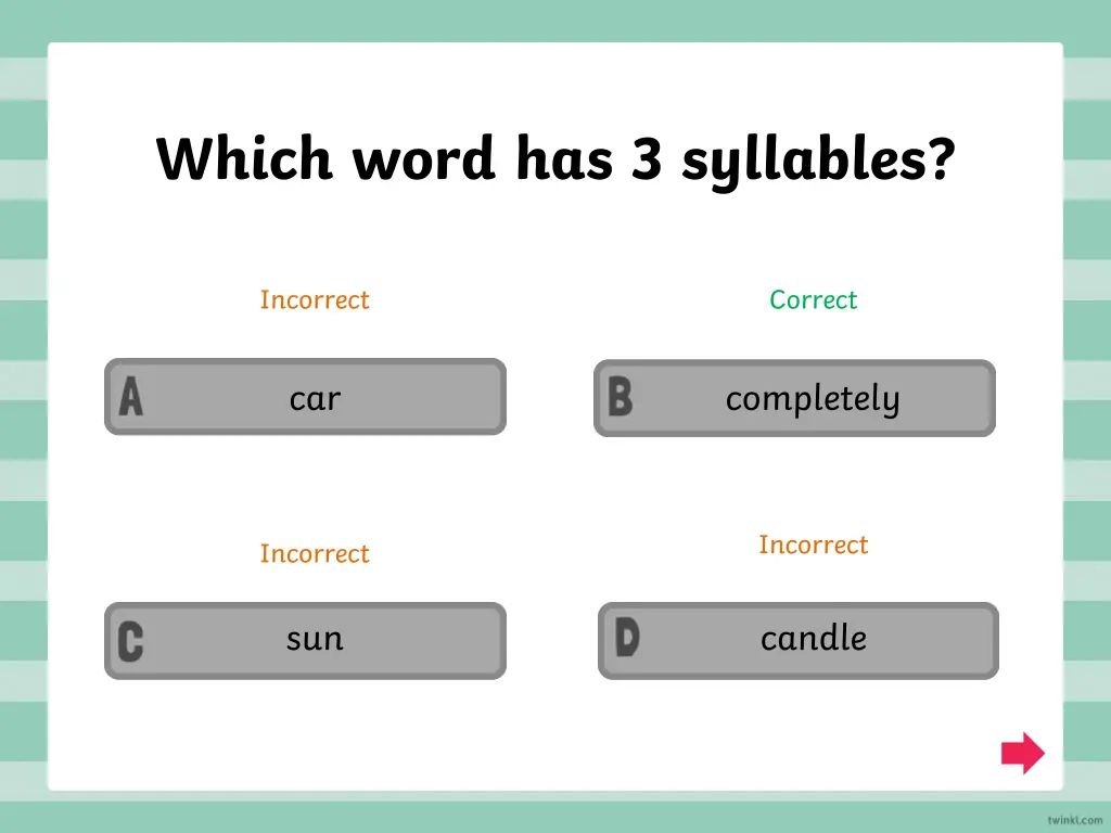 which word has 3 syllables 1