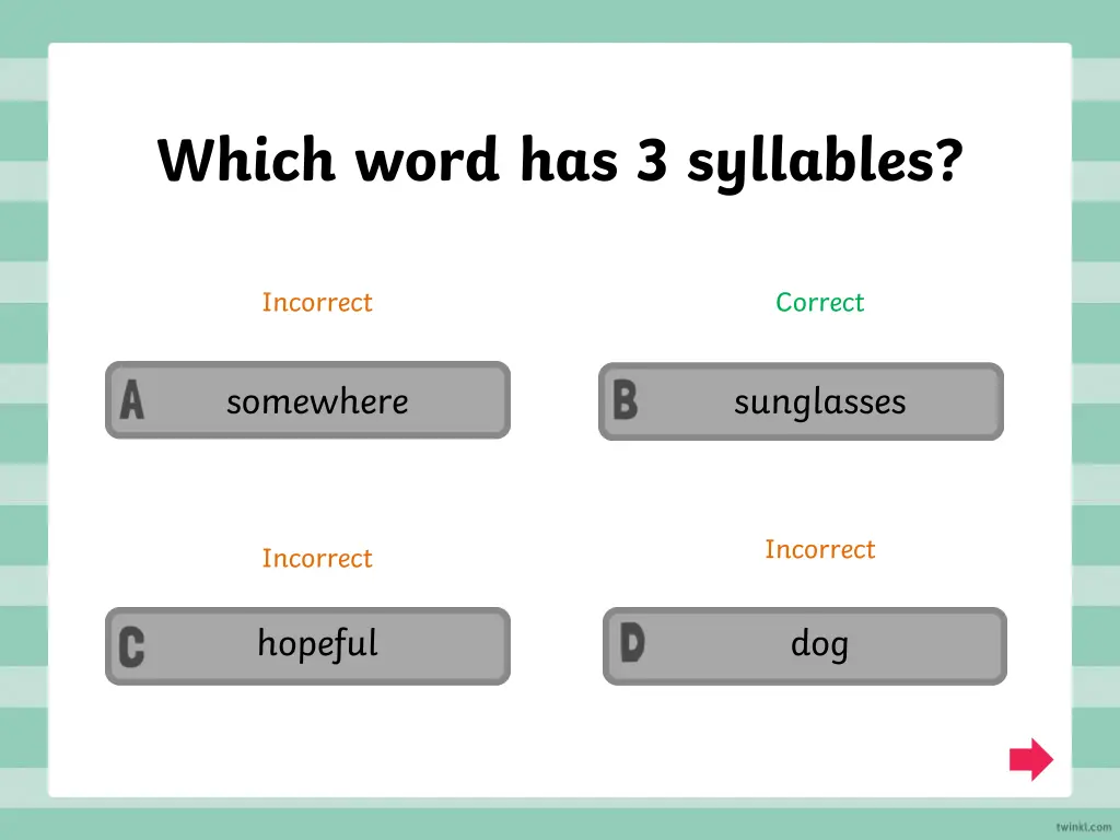 which word has 3 syllables 2