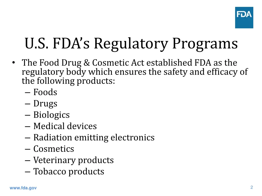 u s fda s regulatory programs the food drug