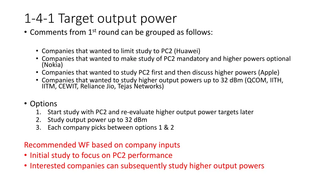 1 4 1 target output power comments from