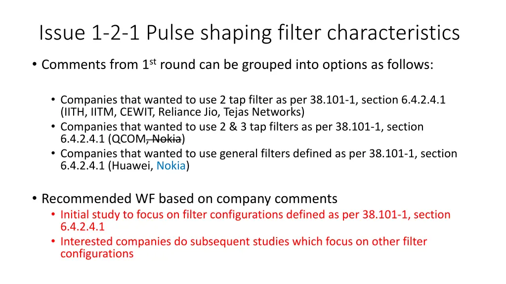 issue 1 2 1 pulse shaping filter characteristics