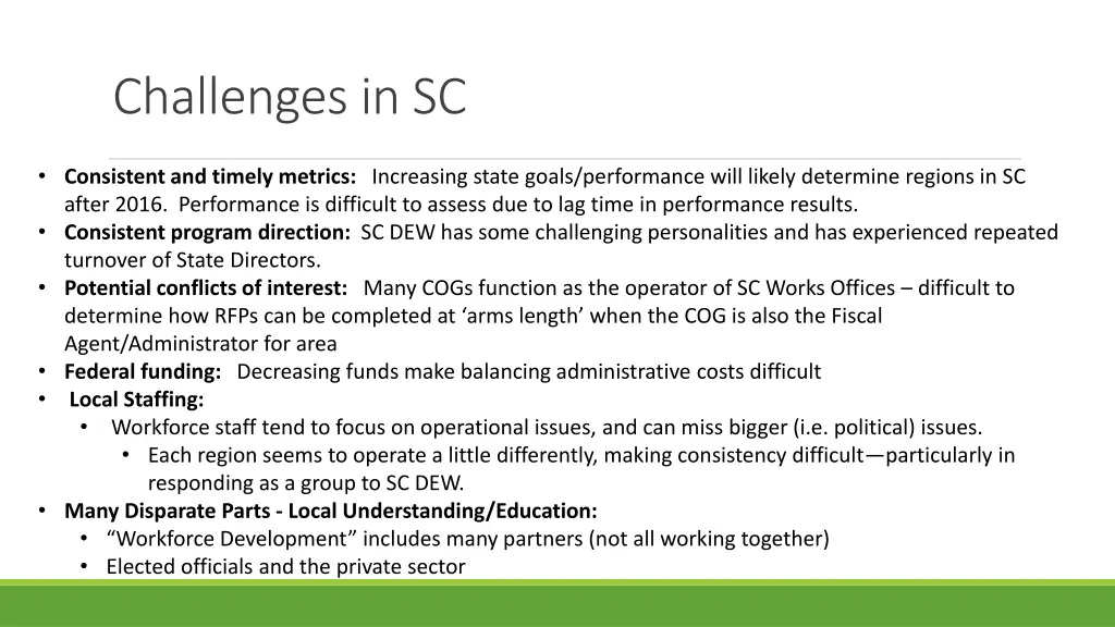 challenges in sc