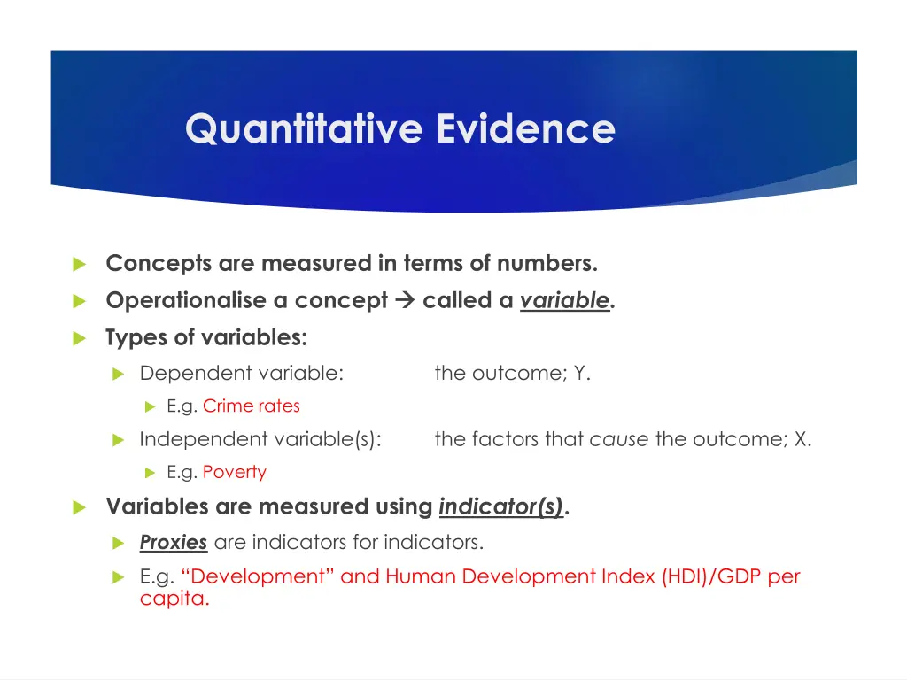quantitative evidence