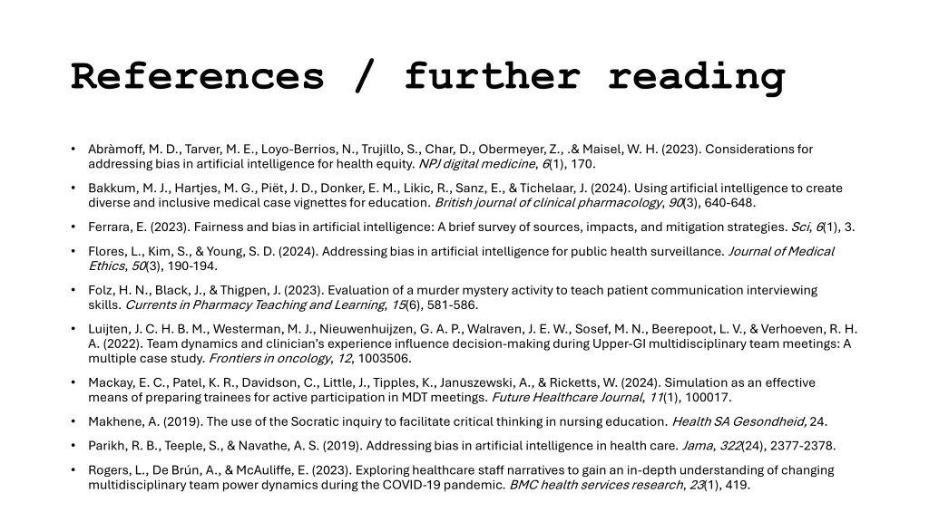 references further reading