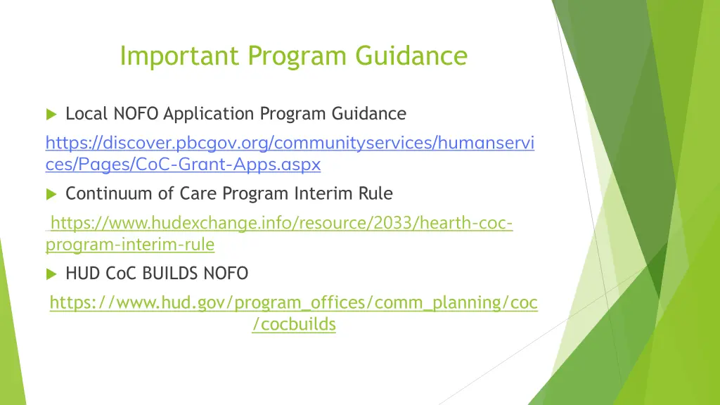 important program guidance