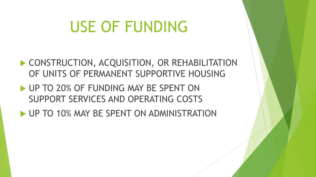 use of funding