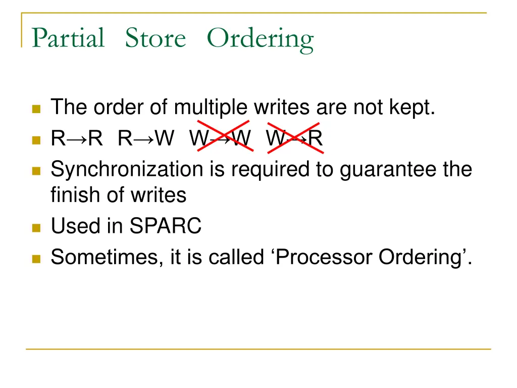 partial store ordering