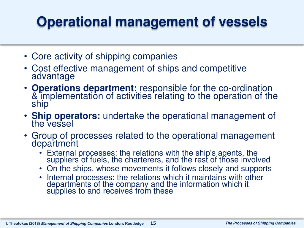 operational management of vessels