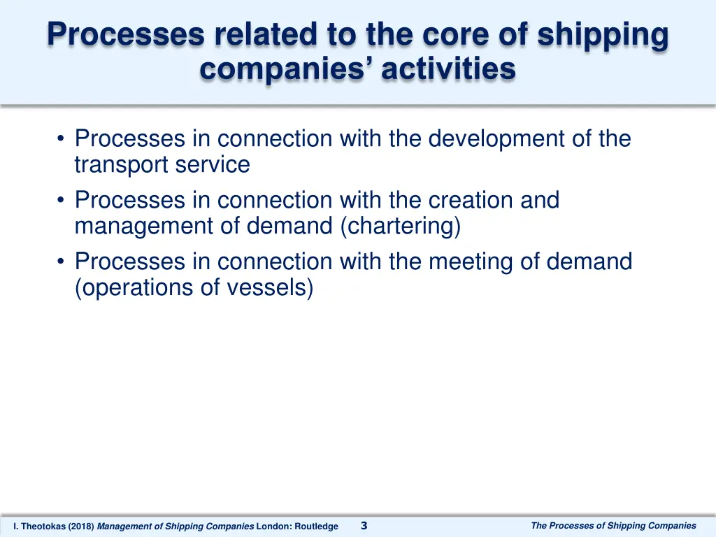 processes related to the core of shipping