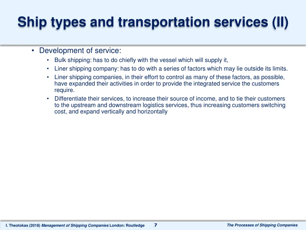 ship types and transportation services ii
