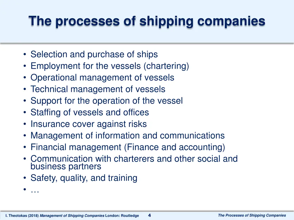 the processes of shipping companies