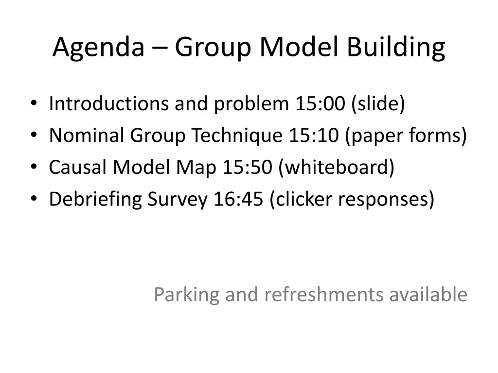 agenda group model building