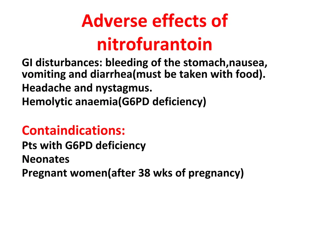 adverse effects of nitrofurantoin gi disturbances
