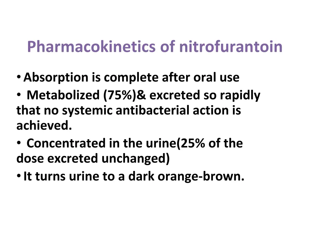 pharmacokinetics of nitrofurantoin