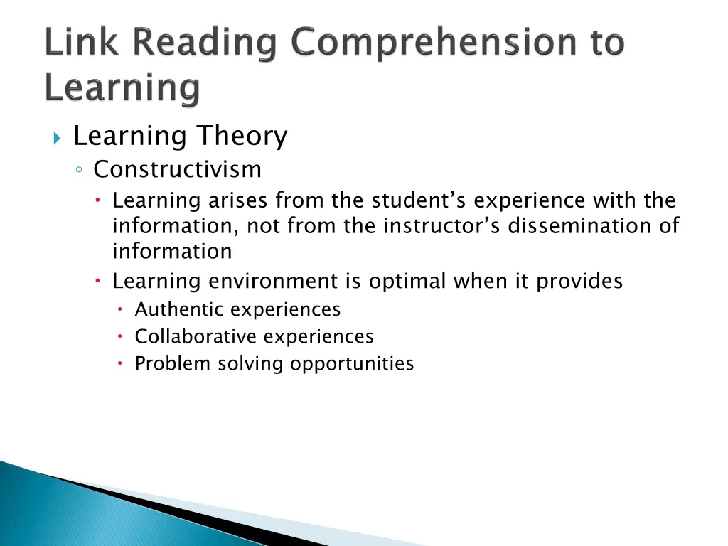 learning theory constructivism learning arises