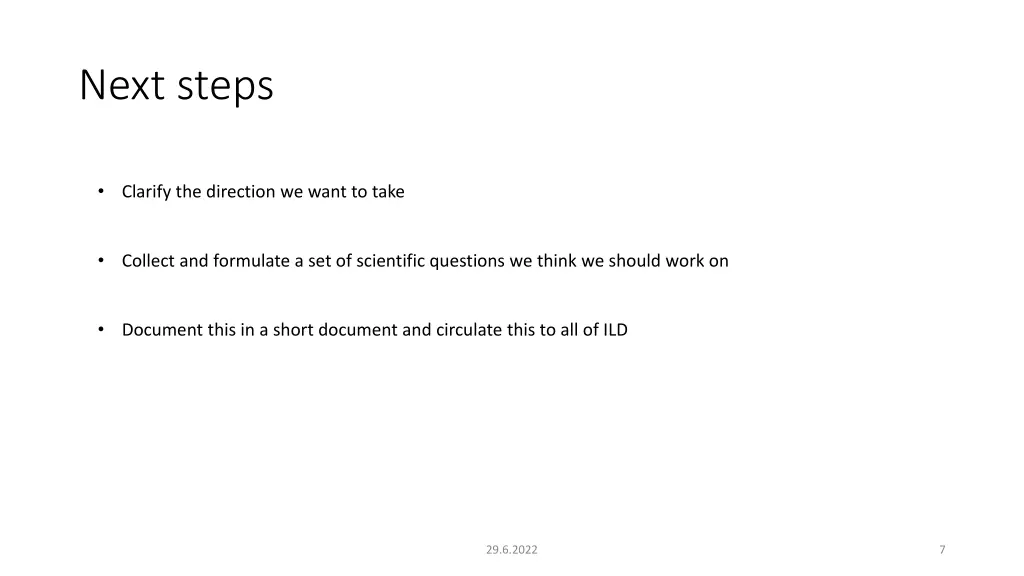 next steps