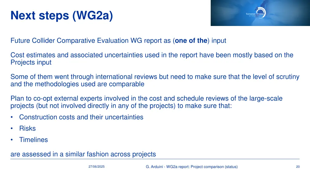 next steps wg2a