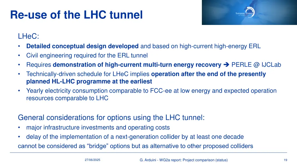 re use of the lhc tunnel 1