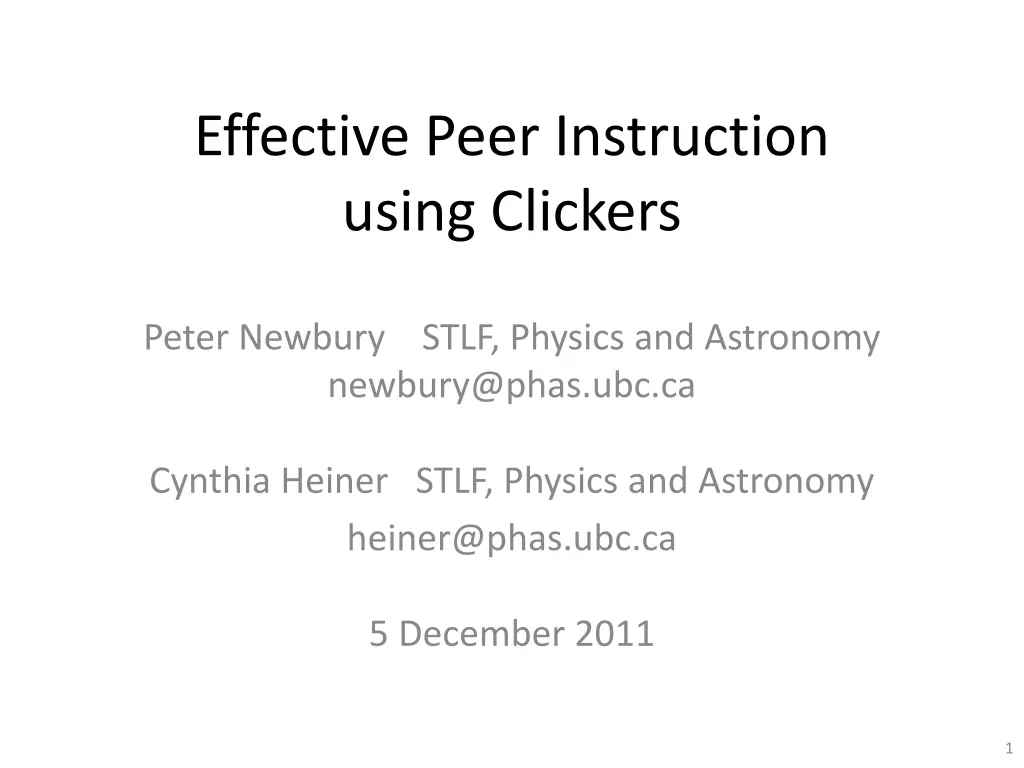 effective peer instruction using clickers