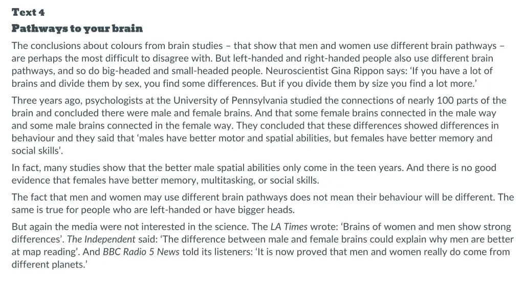 text 4 pathways to your brain the conclusions